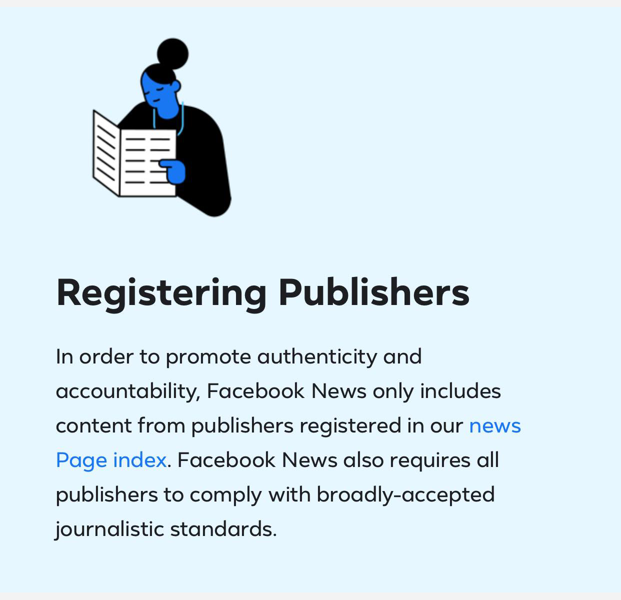 Facebook News talks about its registered publishers