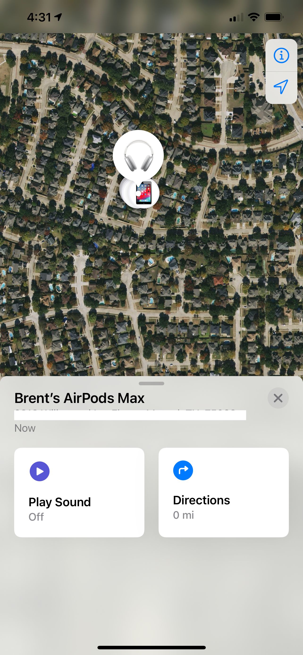 Find My AirPods Max location