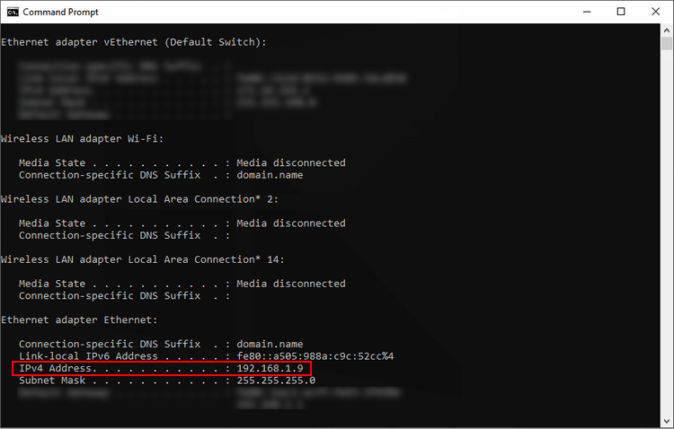 find out IP address in windows 10