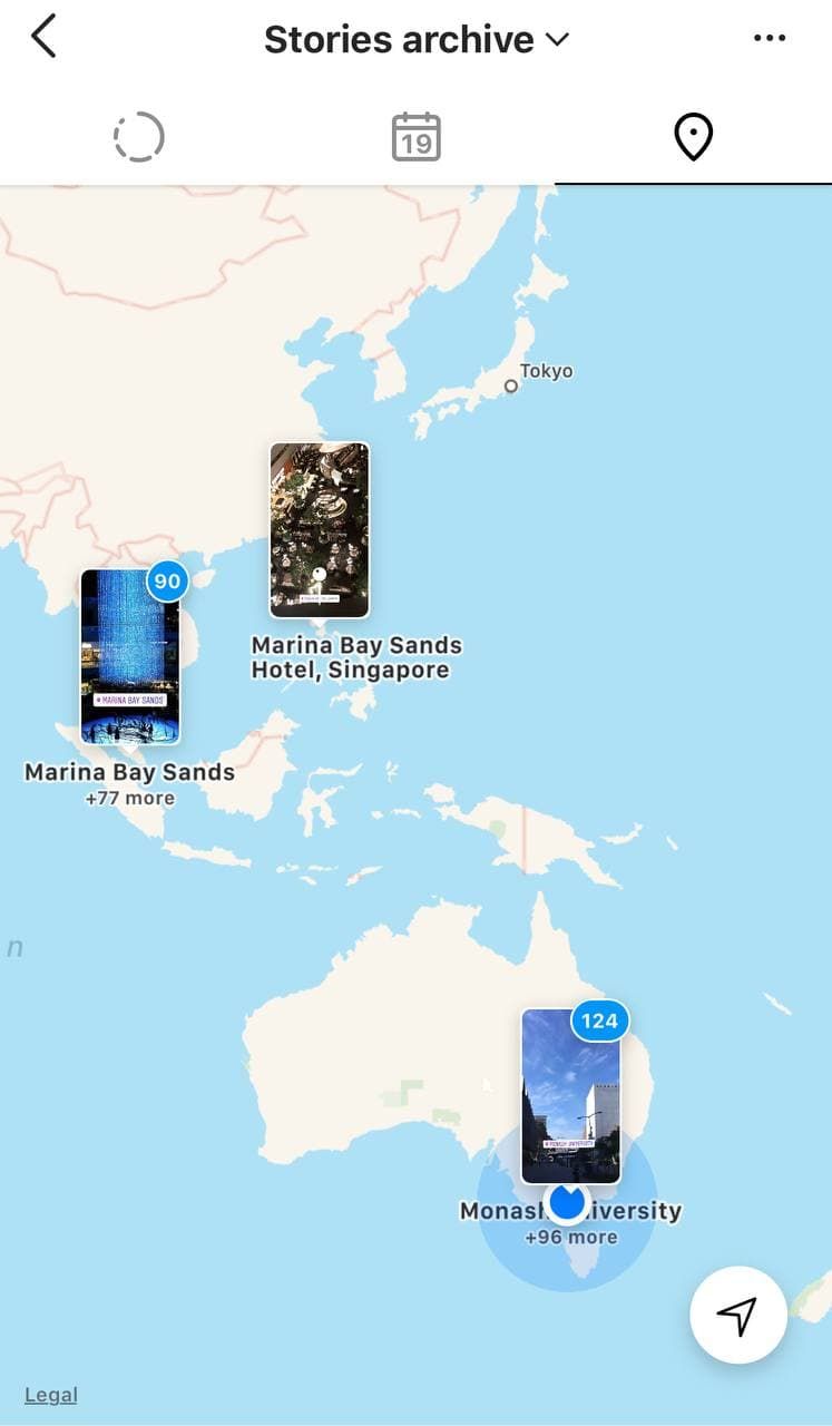 Screenshot of Instagram map archive