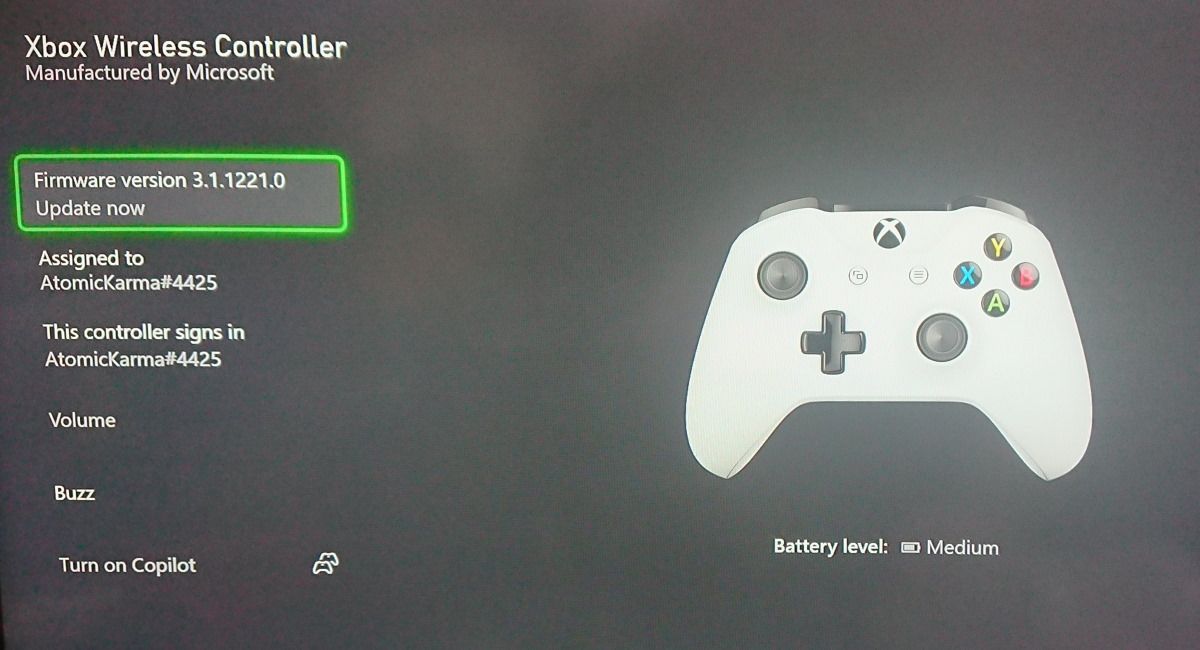 Mise à jour du firmware d'une manette Xbox One