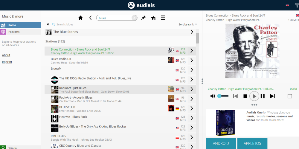 Stream music from online radio with Audials
