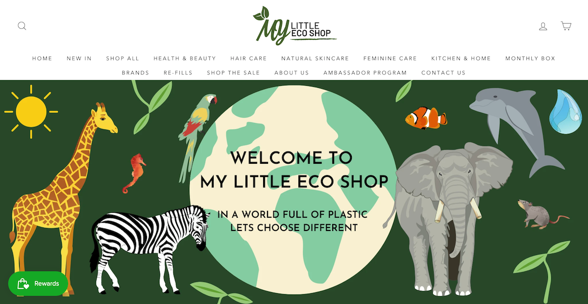 The home page for My Little Eco Shop