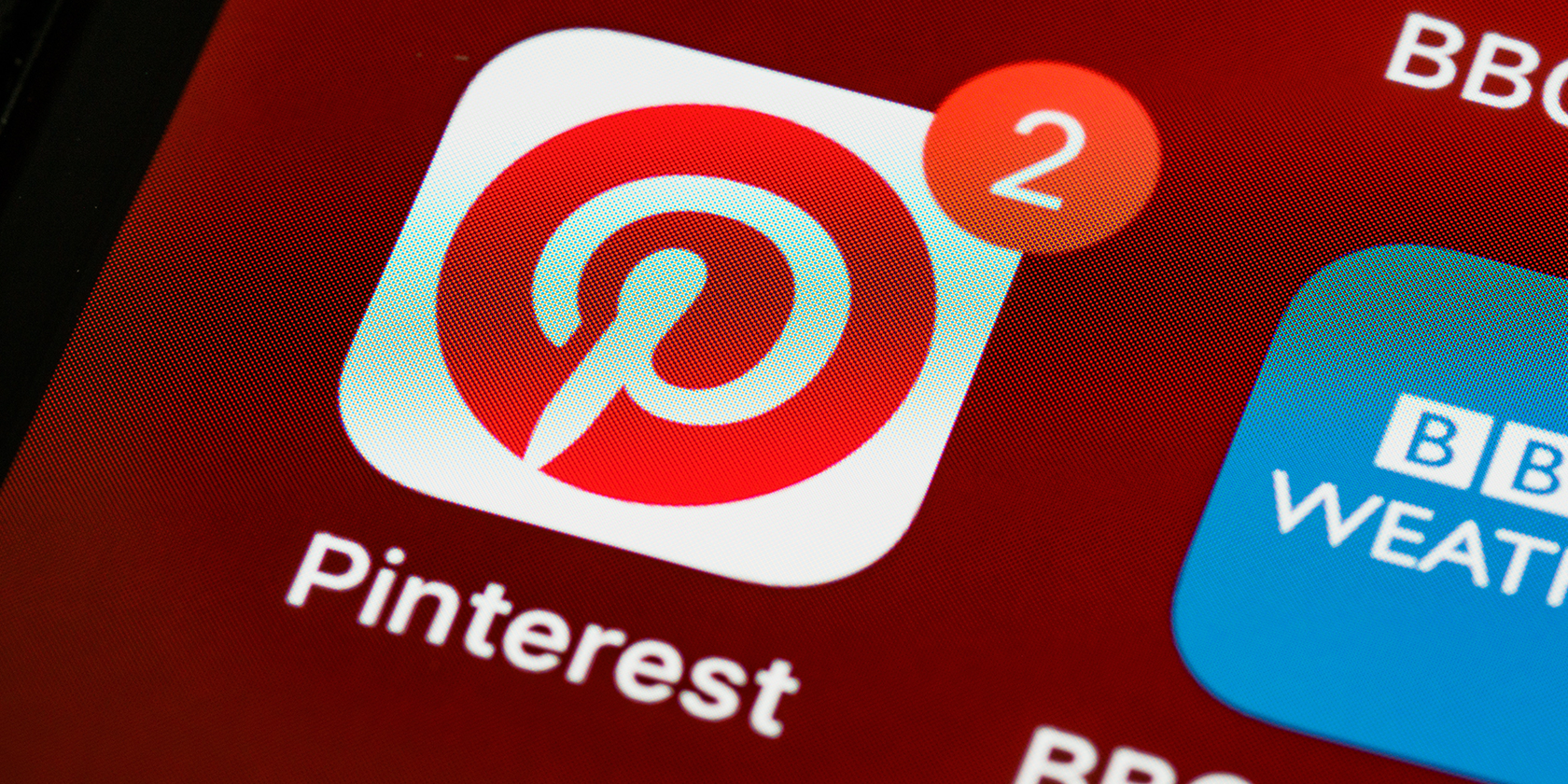 Closeup of Pinterest app icon