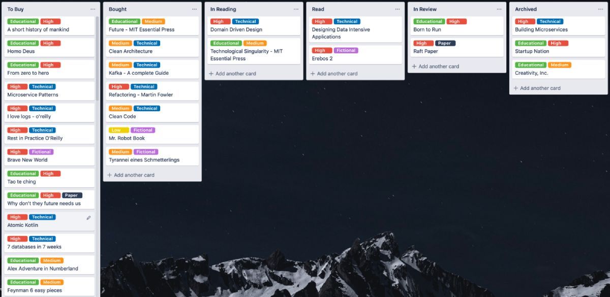 How to set a reading plan in a kanban board on Trello