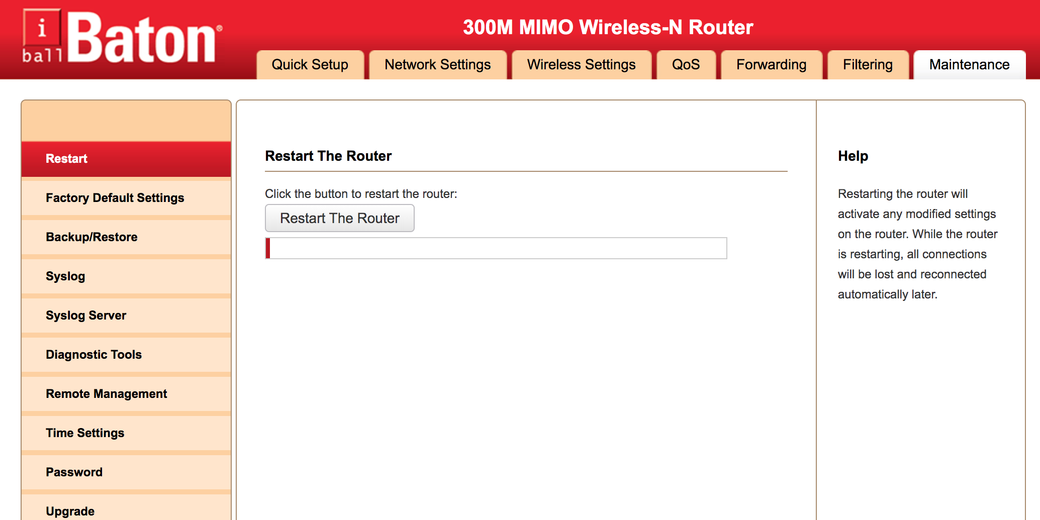 Reboot an iBall router