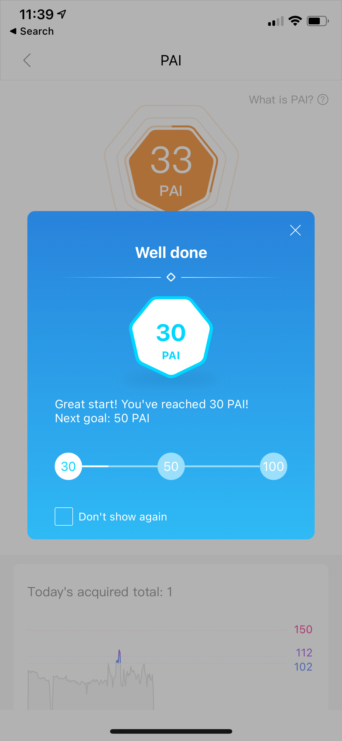 mifit screenshot goal achieved