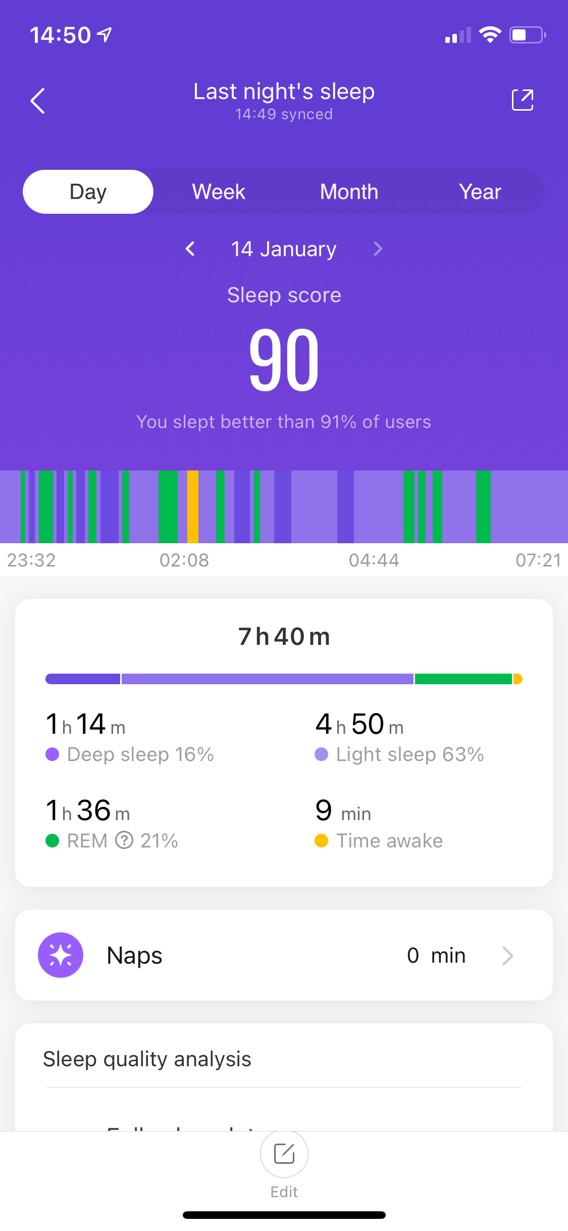 mifit screenshot sleep track lots of rem