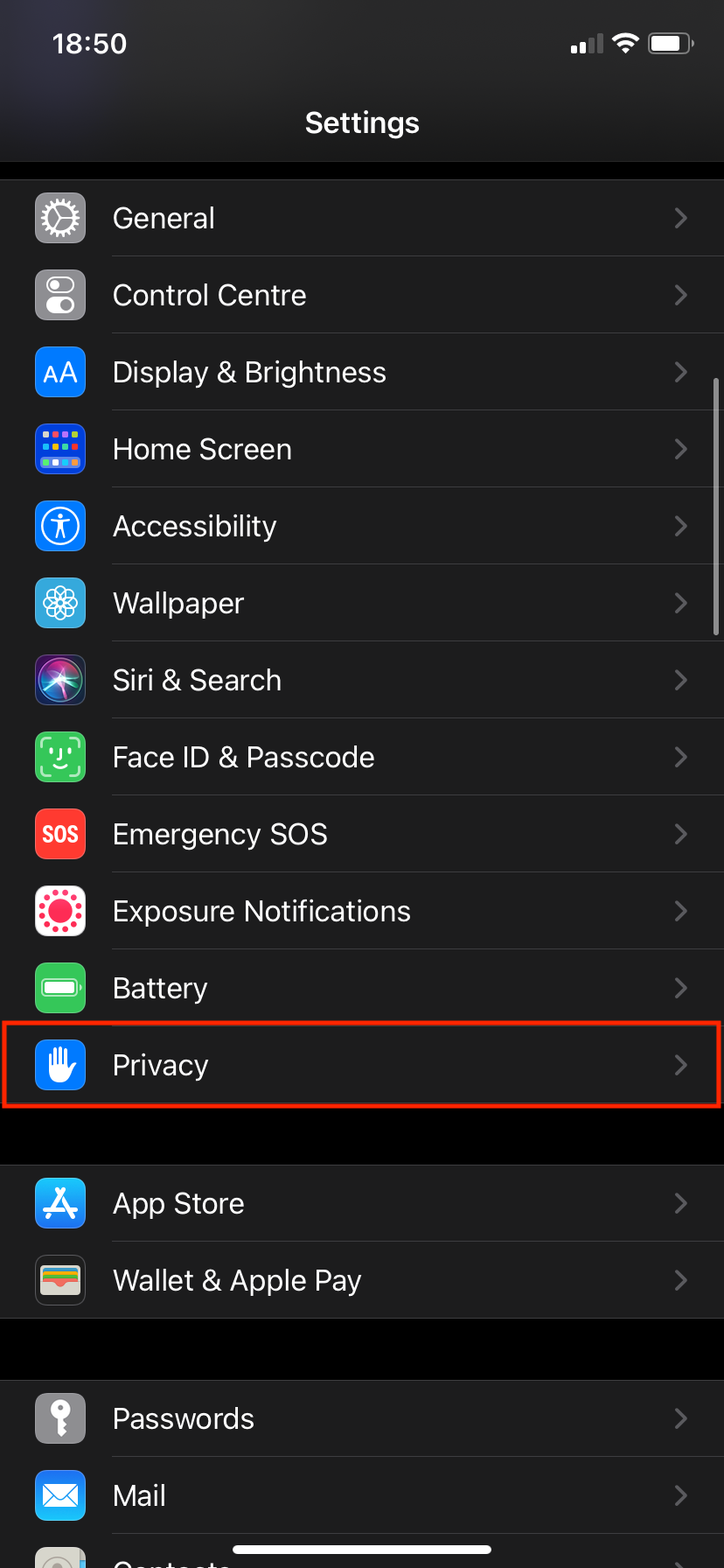 privacy settings on iPhone