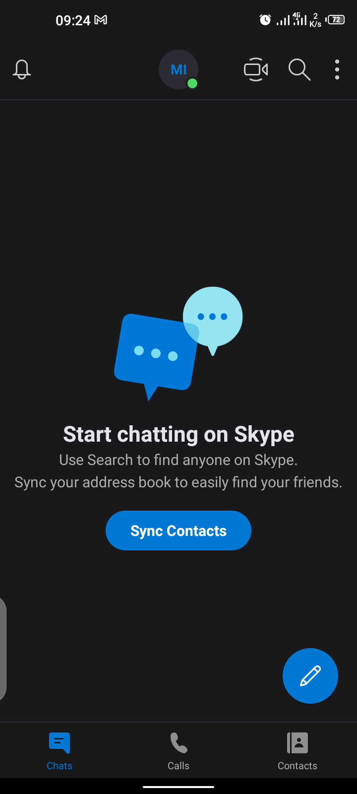 Skype Home Scree