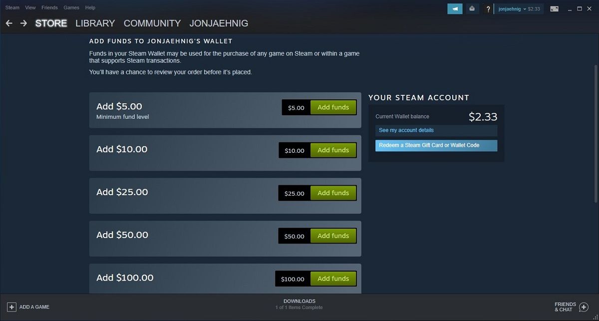 The Steam Wallet.