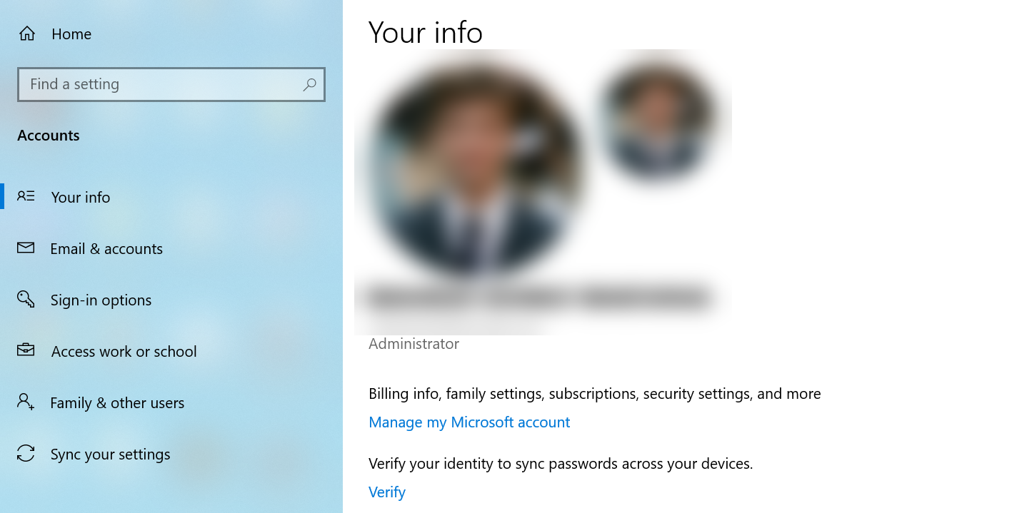 Verify the Microsoft account on the PC