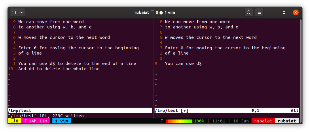 Deleting Texts in Vim