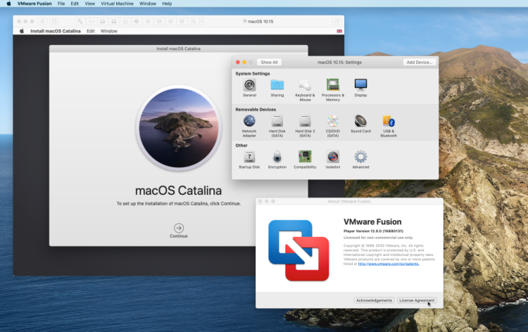Screenshot of vmware fusion 12 player for mac