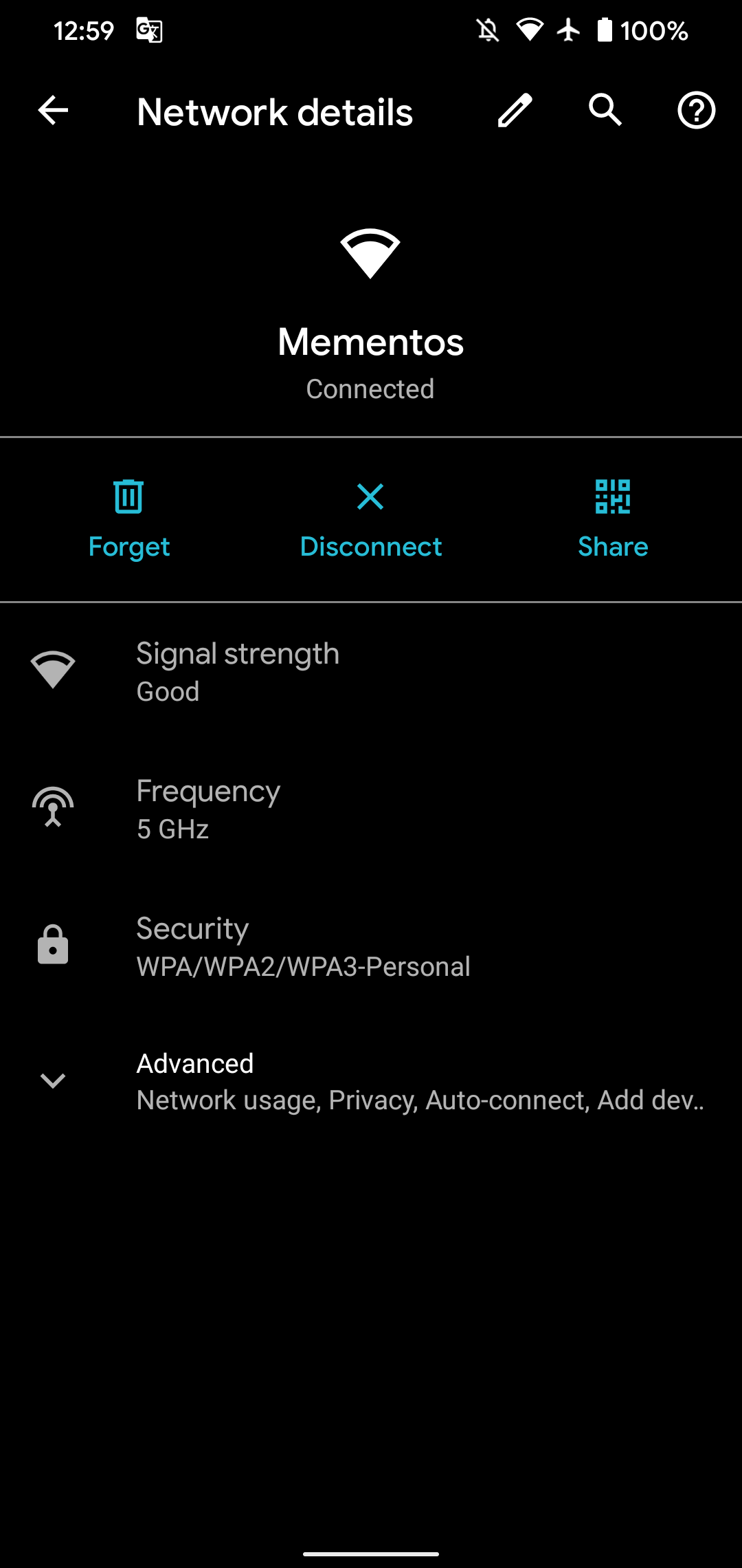 Android Wi-Fi Network Details