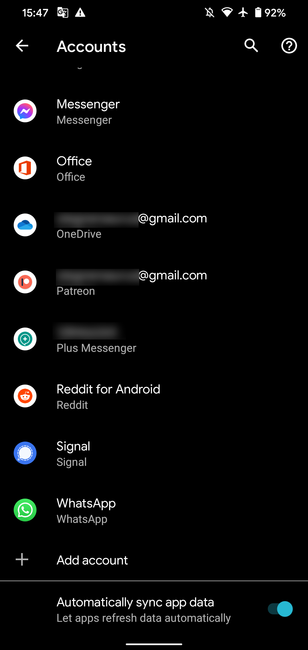 Android Account Sync Settings