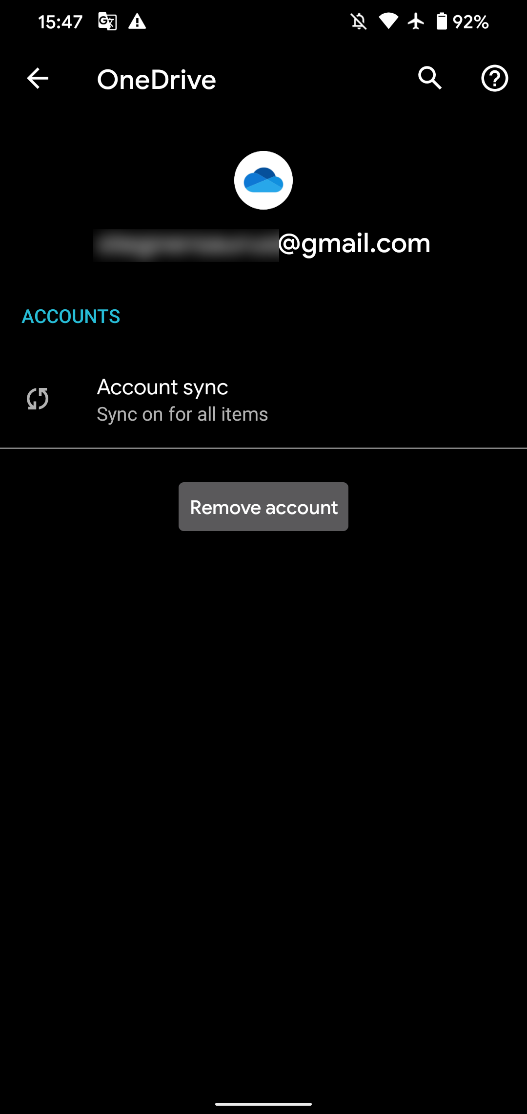 Android Account Sync Menu