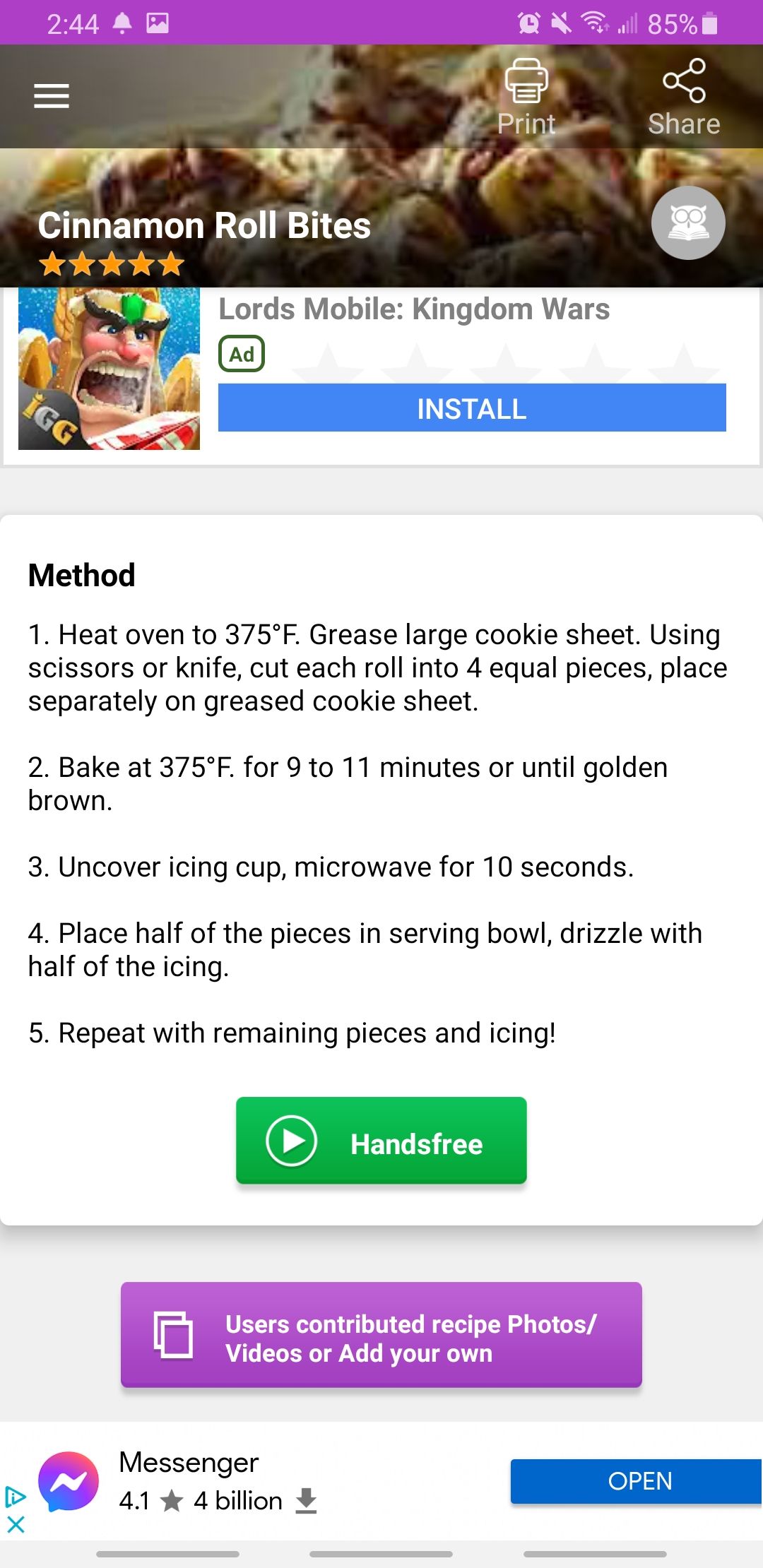 1200 plus desserts app method for baking cinnamon roll bites