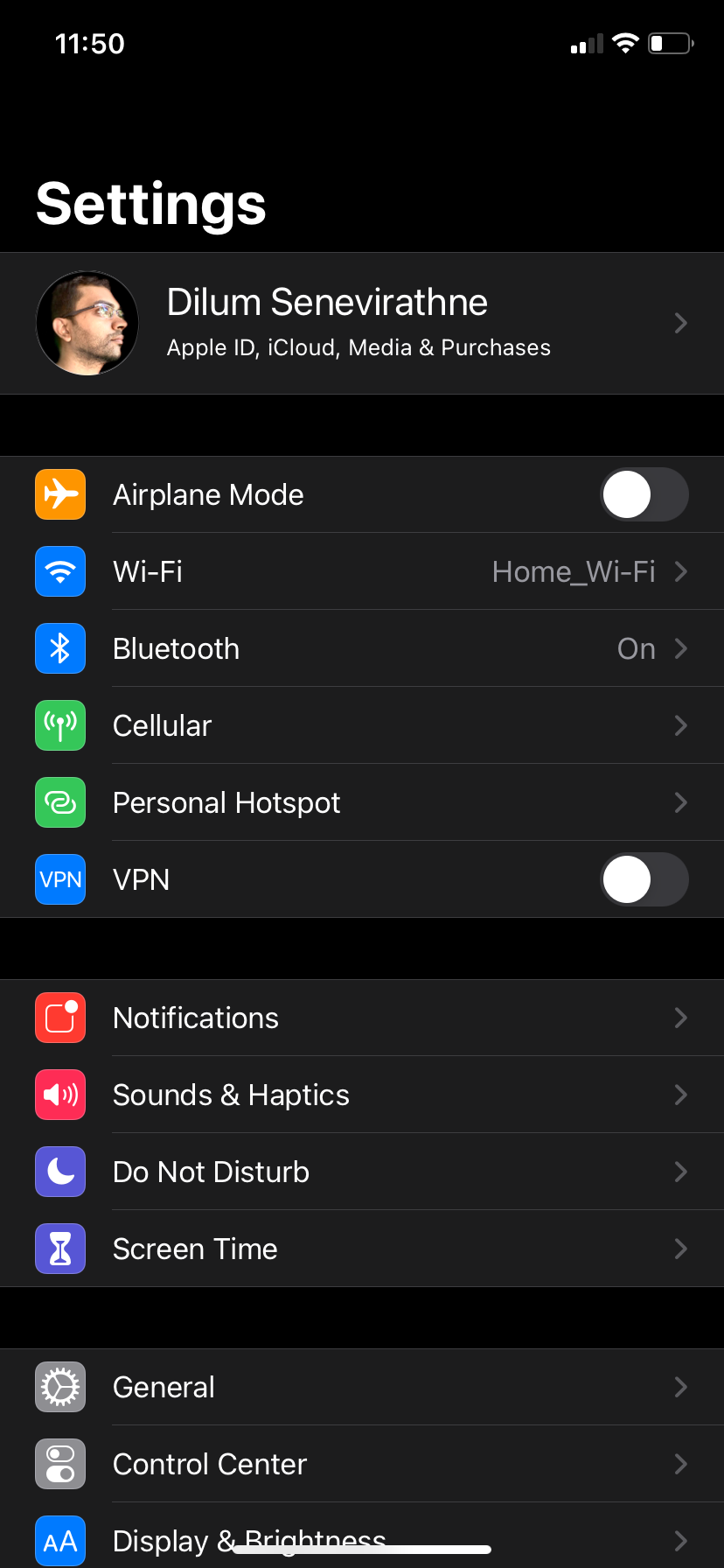 Tap Bluetooth in iPhone Settings.