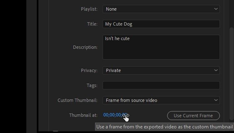 Media Encoder YouTube Custom Thumbnail
