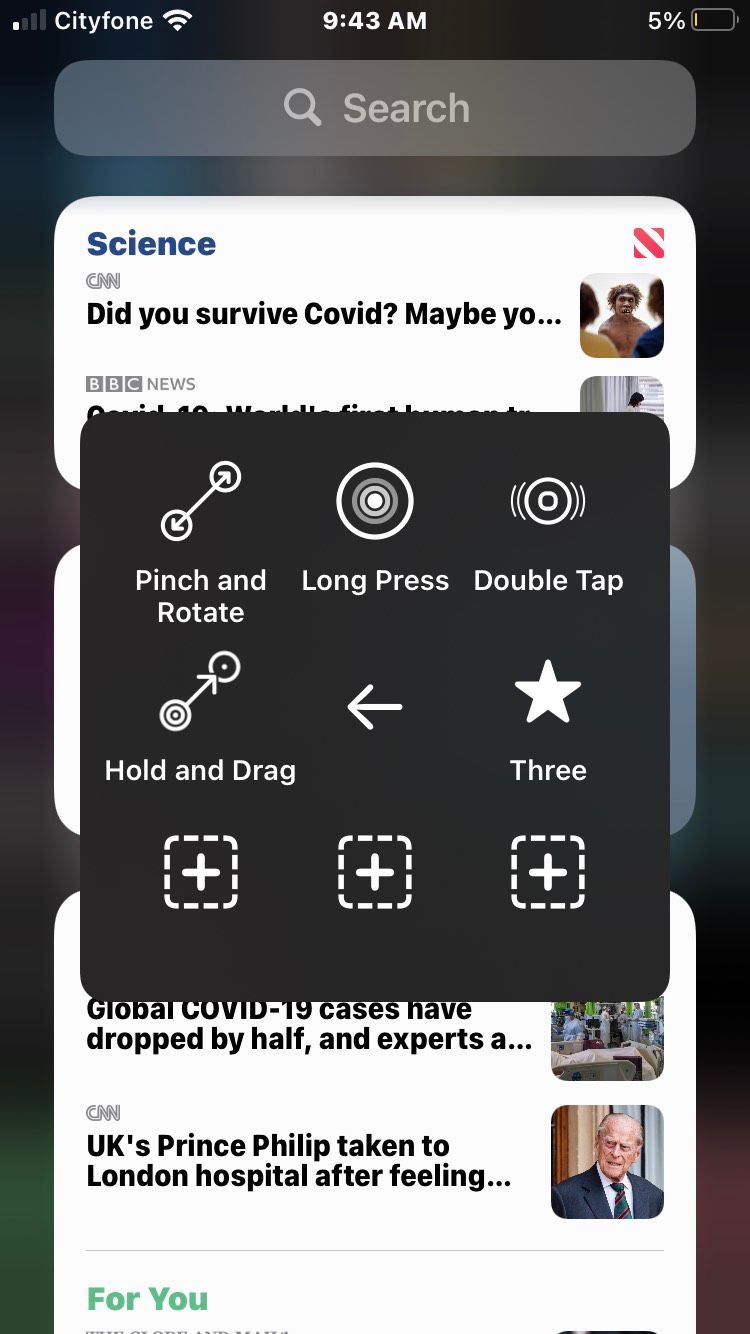 AssistiveTouch Custom Menu Screenshot