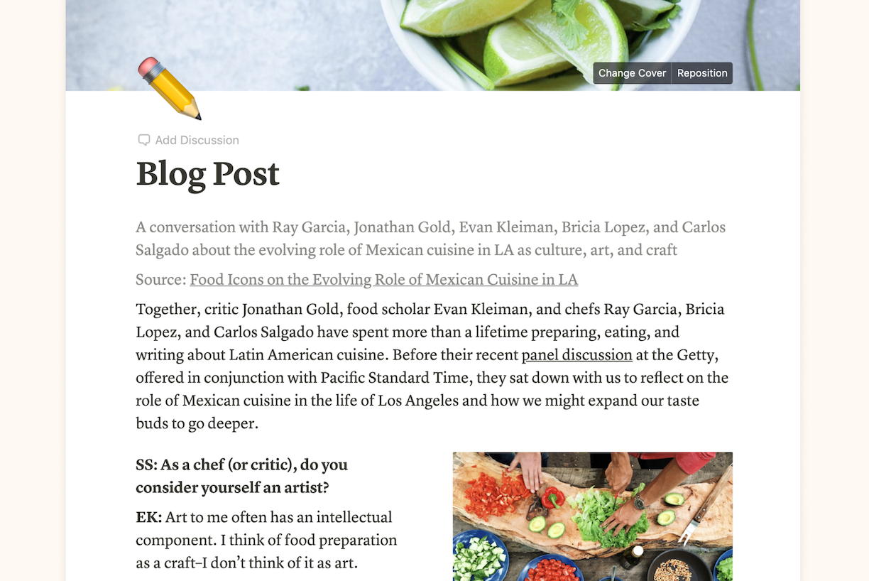 The Blog Post Notion template