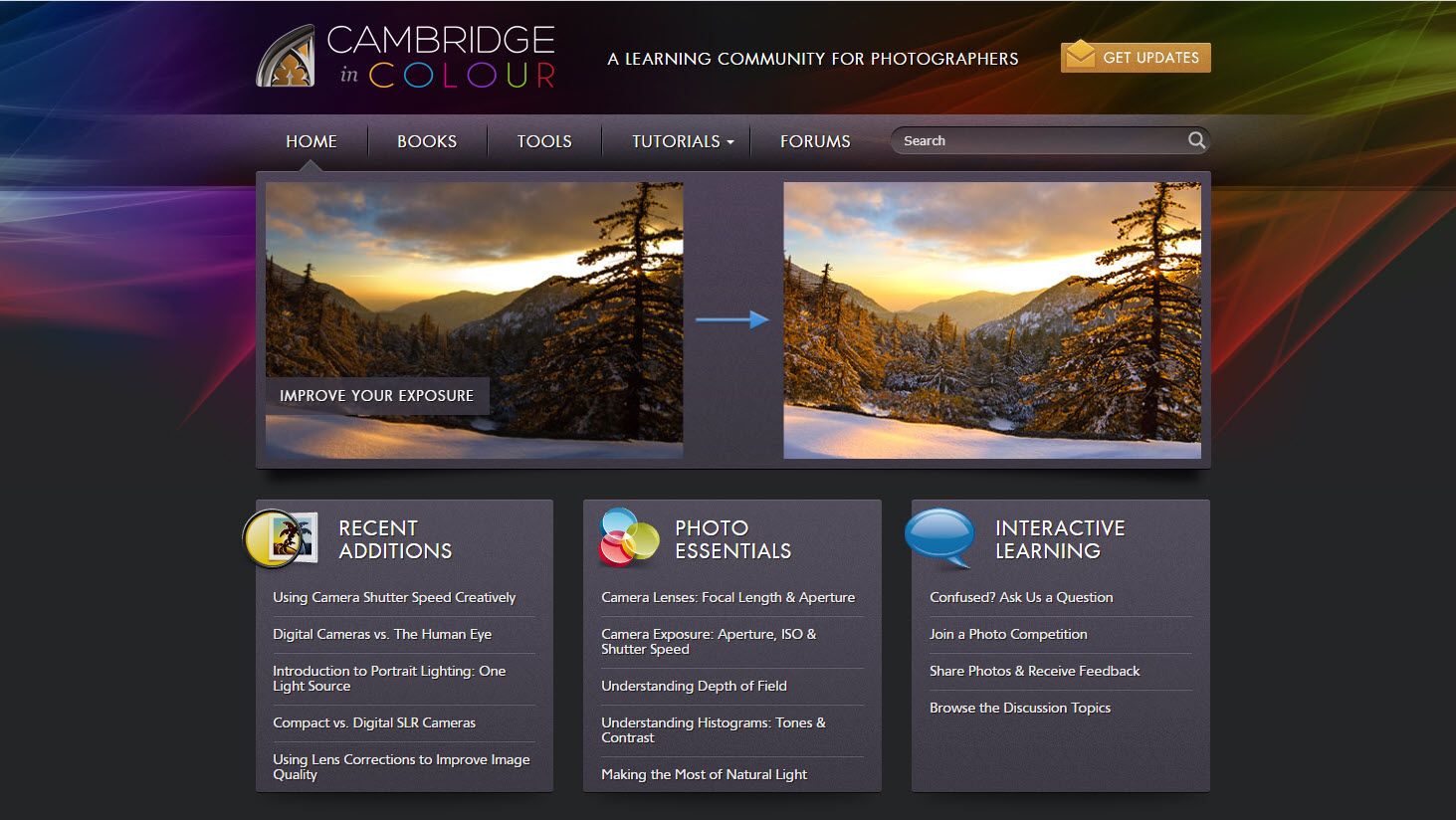 Cambrdge in Color is an ad-free photography tutorial site