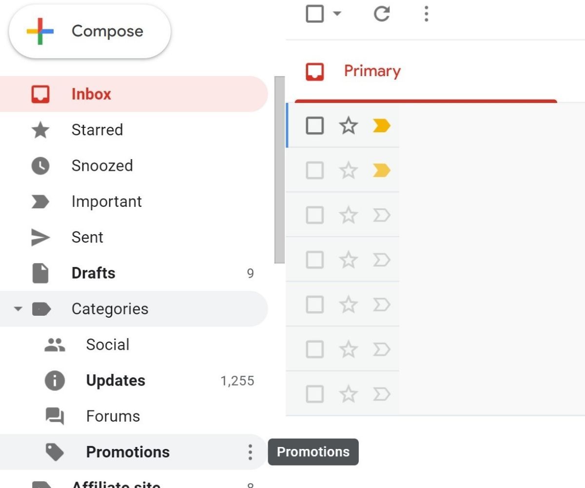 Accessing promotions tab through Categories