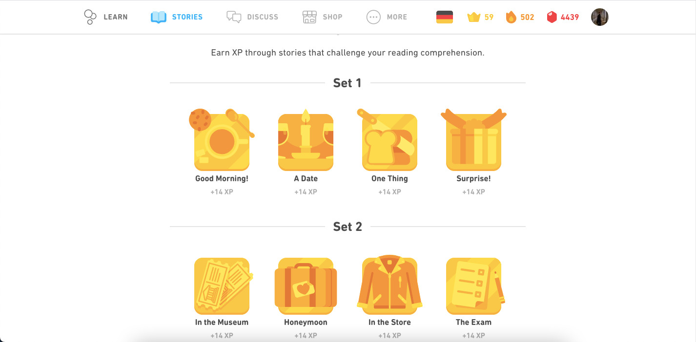 Duolingo Stories Offered