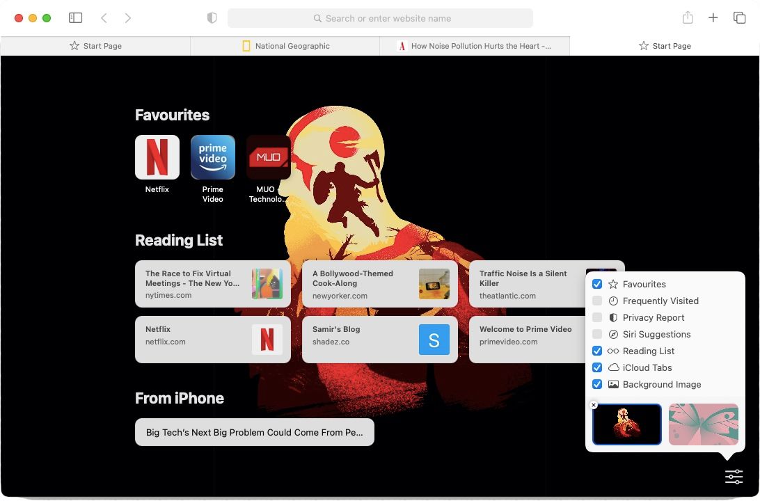 Enable iCloud Tabs Sync in Safari Start Page