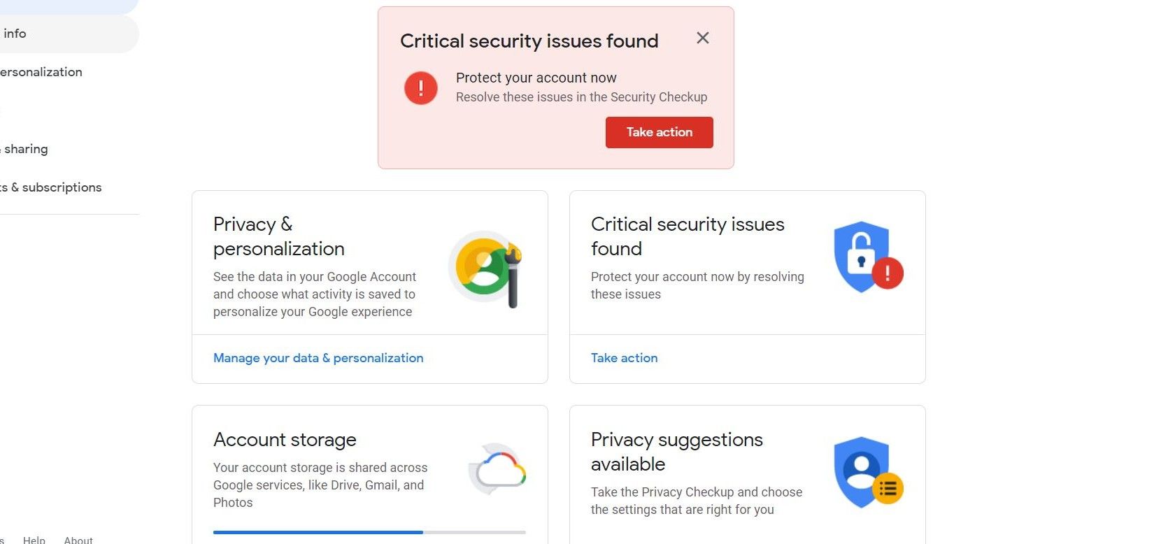 Google security settings check