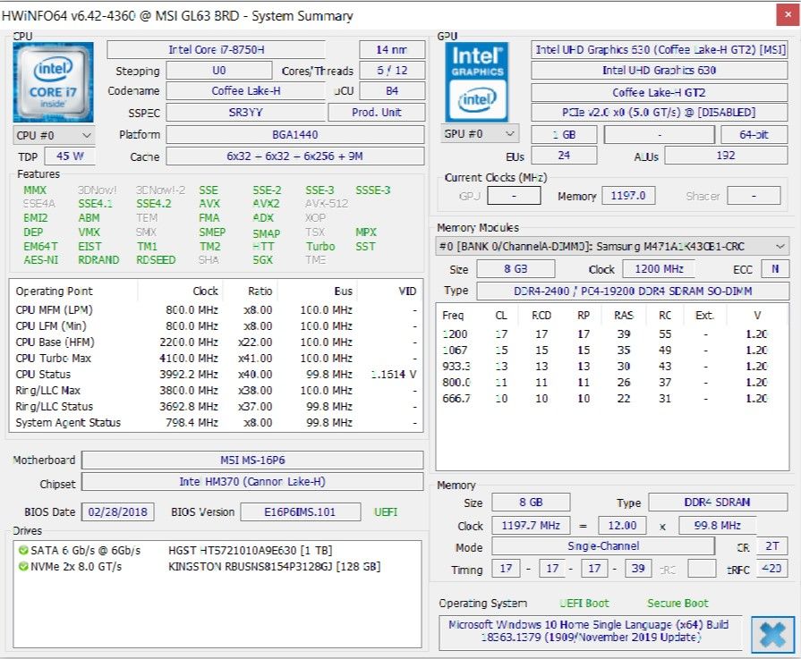 خلاصه سیستم در HWiNFO