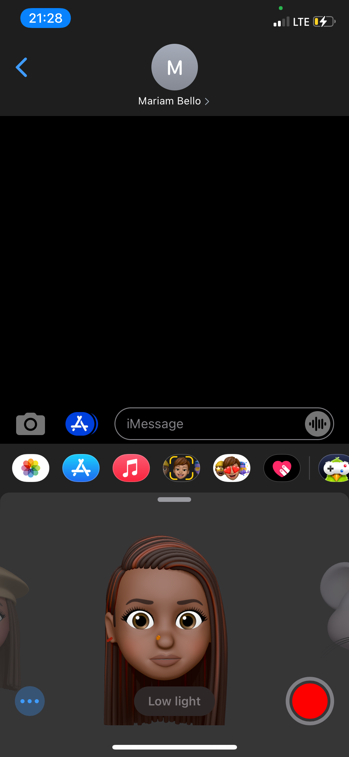 iPhone screenshots showing how to record videos with Memoji