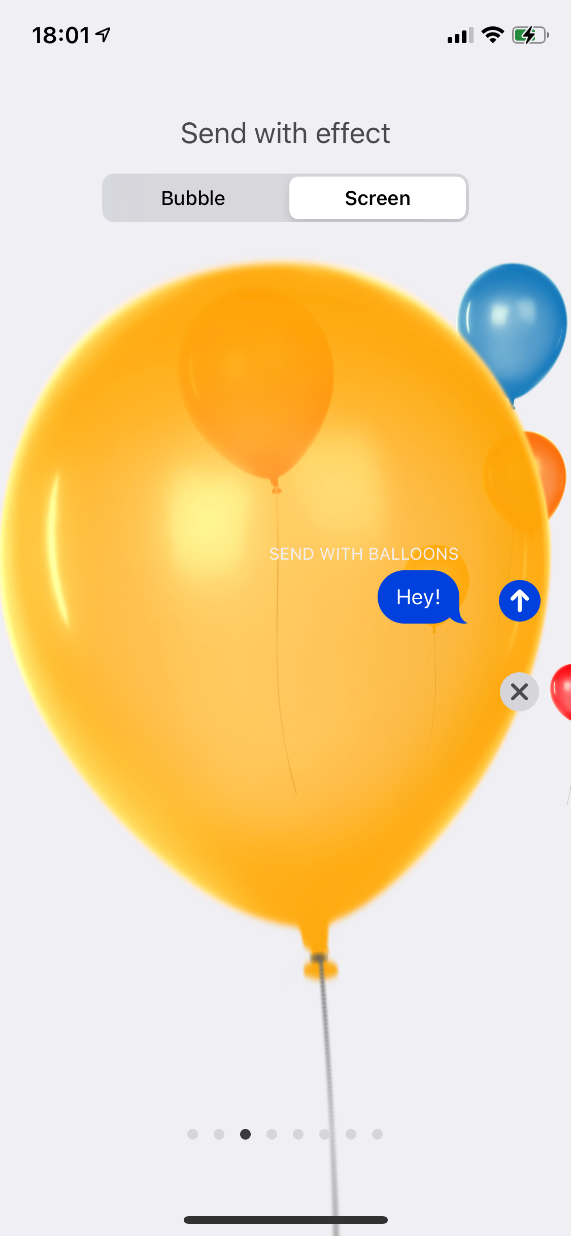 Balloons iMessage effect