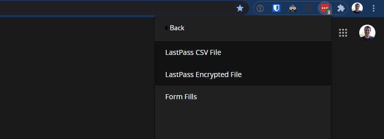 LastPass Export Forms