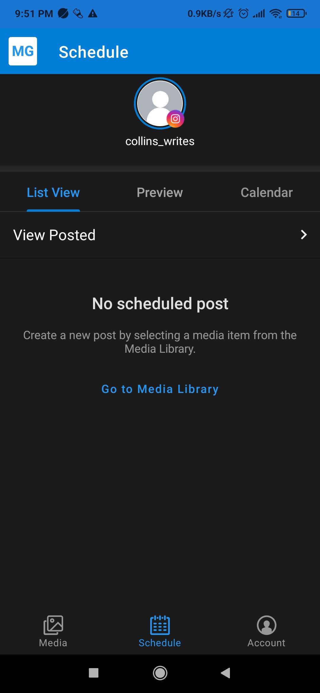 Later app scheduled posts