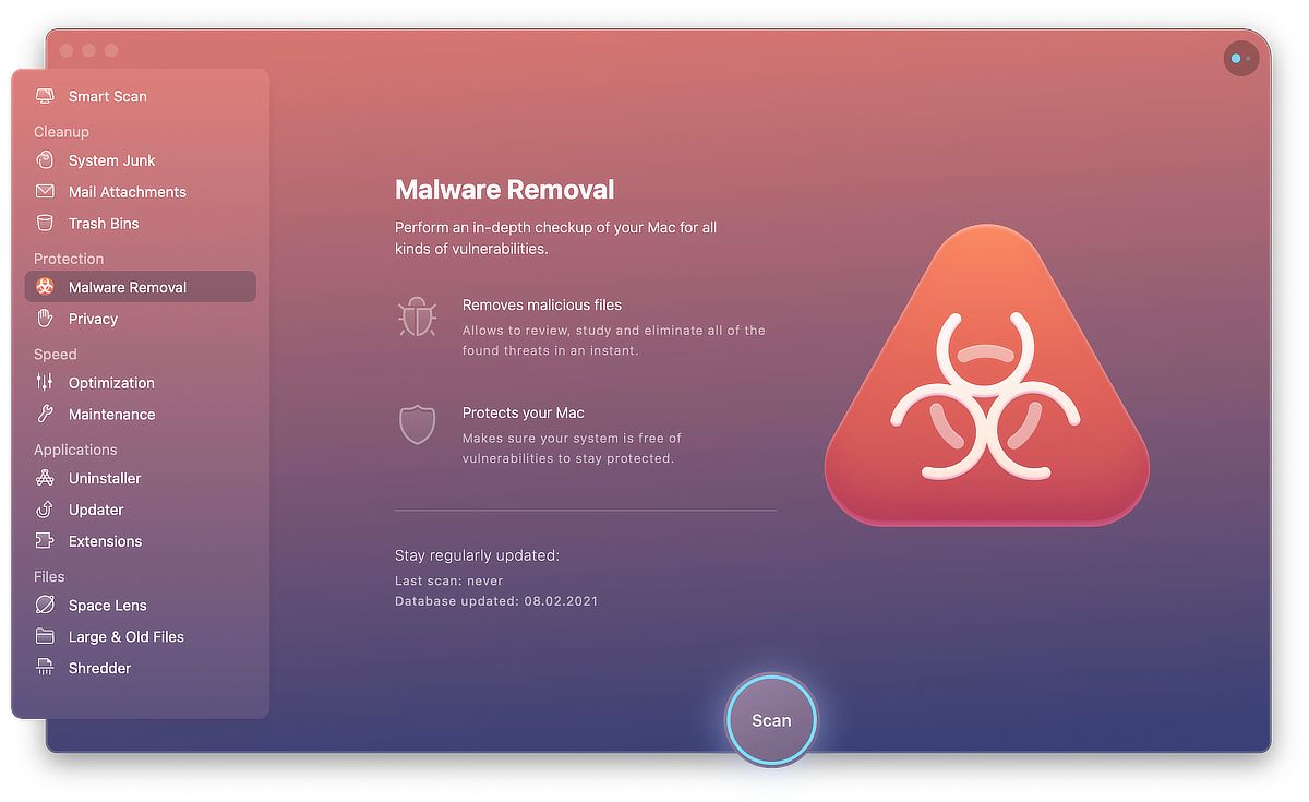 Malware removal screen MacPaw