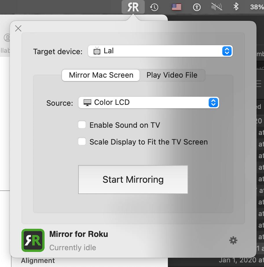 mac screen mirror roku