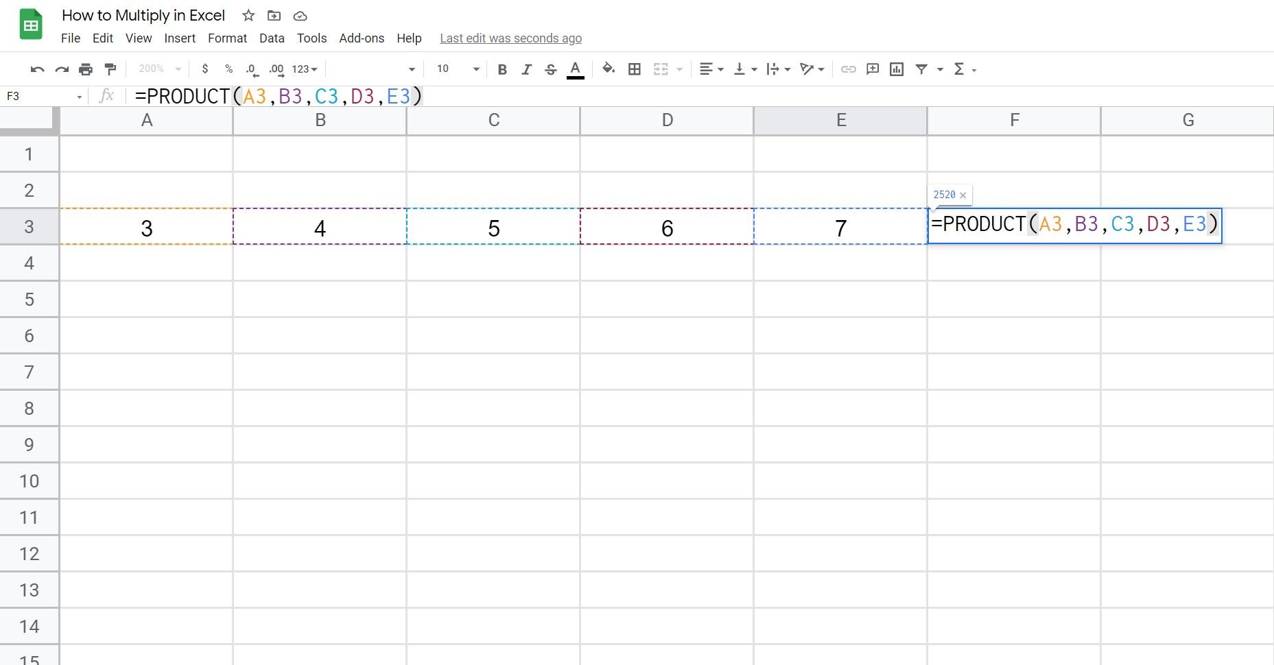 Multiply columns in Excel