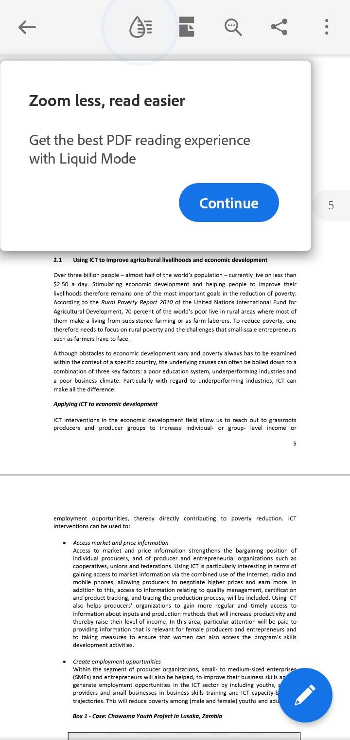 Adobe PDF Reader Android Reading