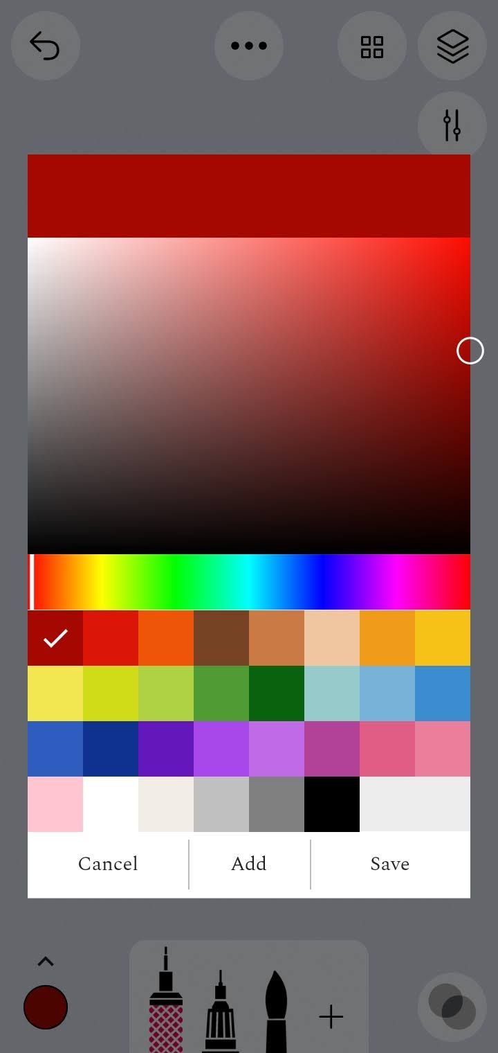 Tayasui Sketches Color Palette Screenshot