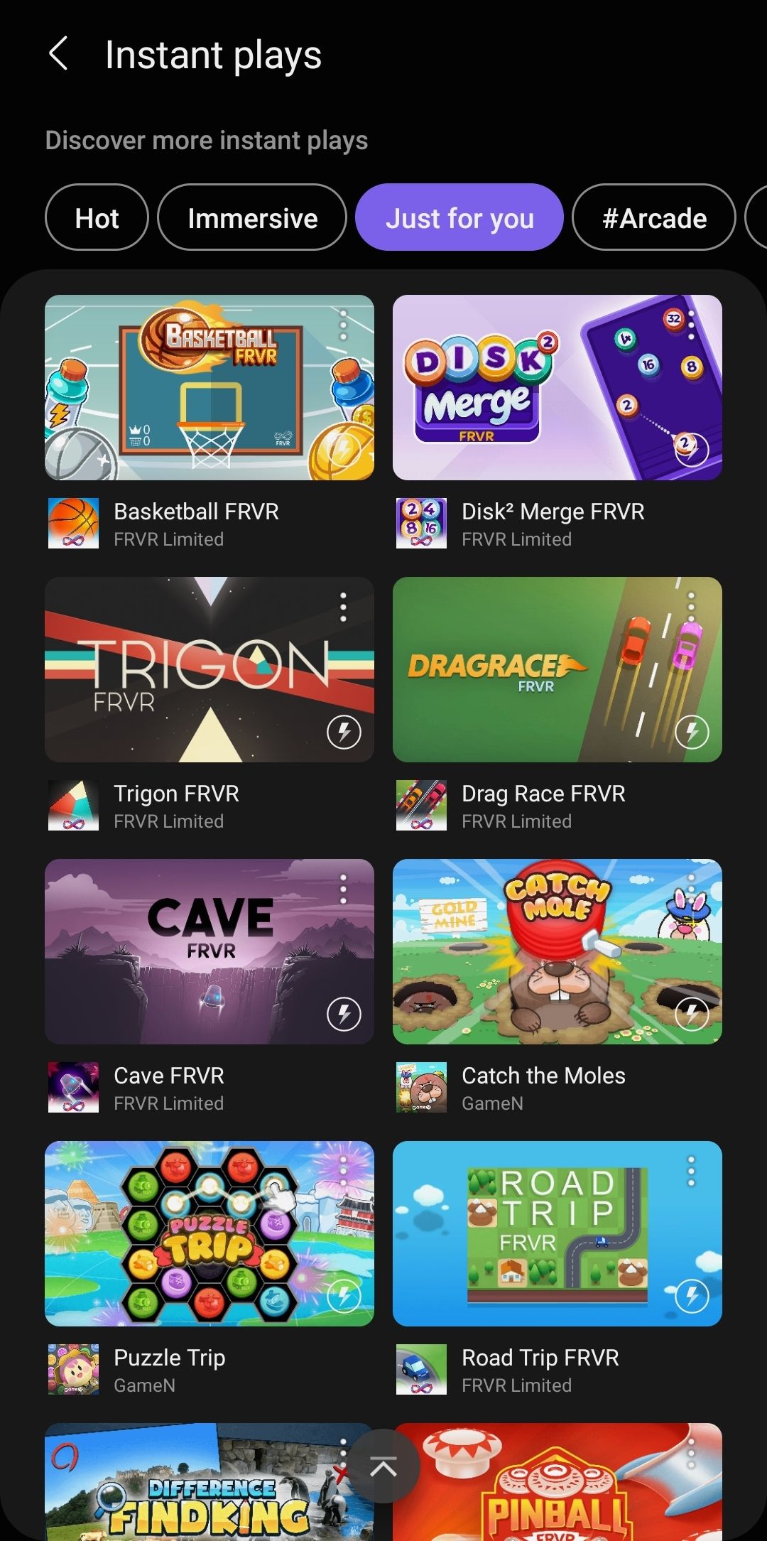 Game Launcher's discover feature has a limited range of games and tags