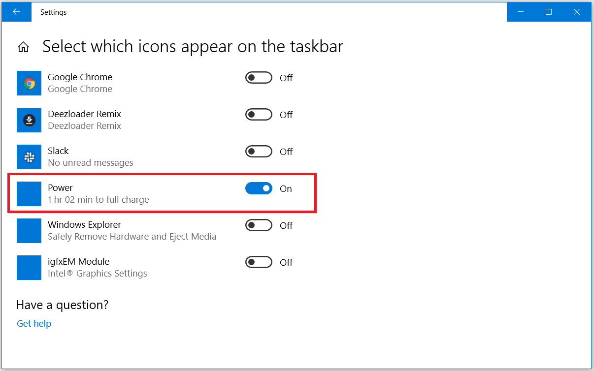 power icon missing windows 7