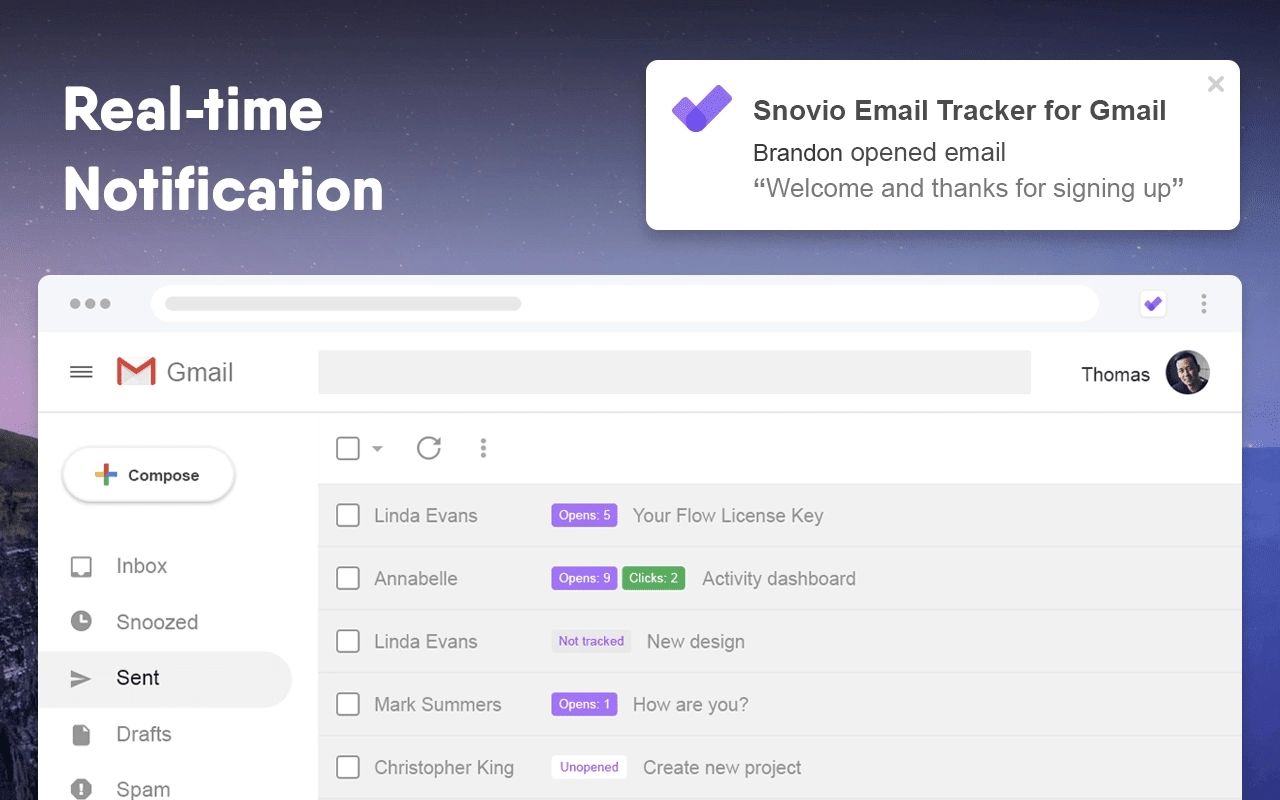 Snovio Unlimited Email Tracker