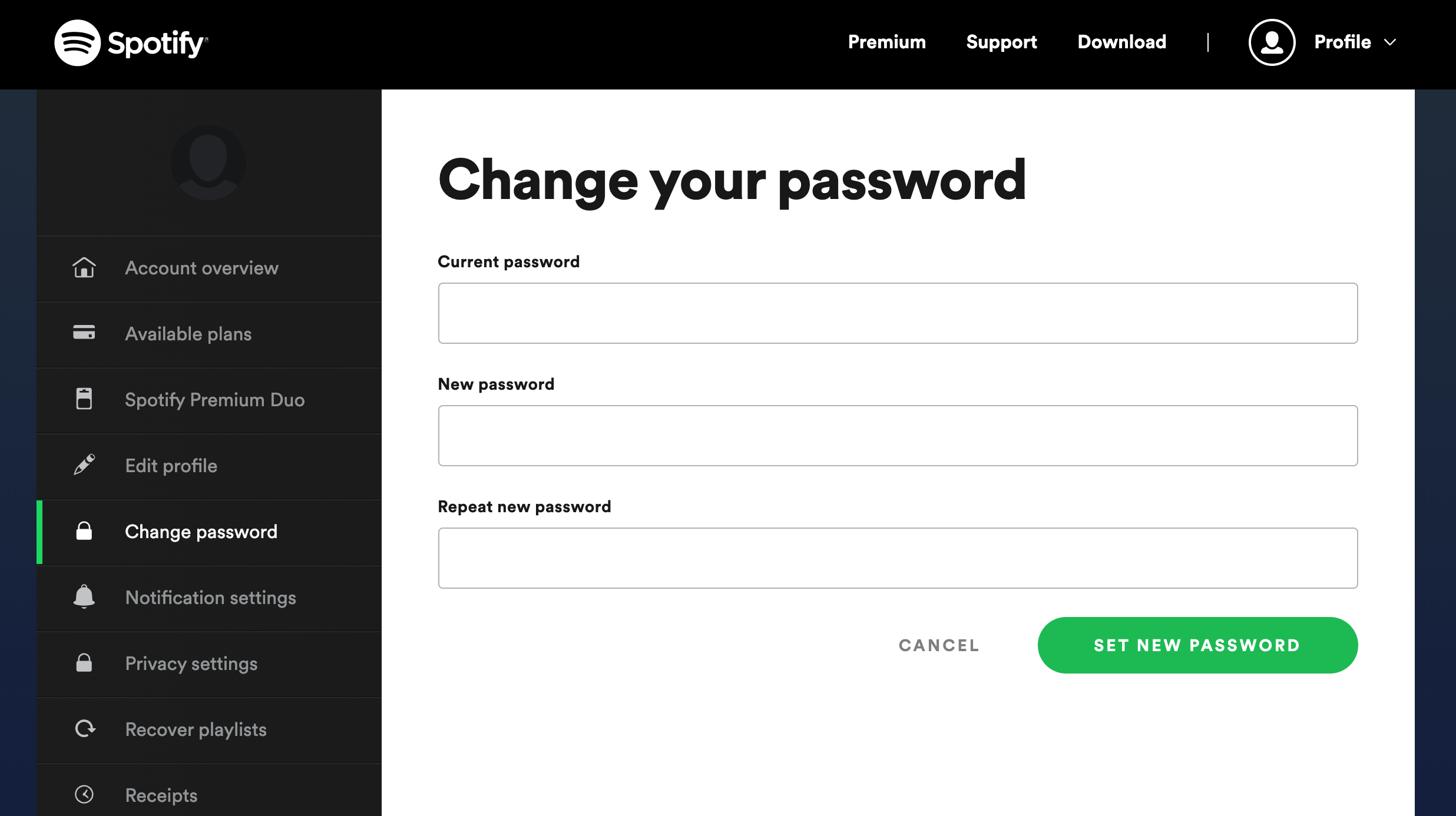Spotify Change Password