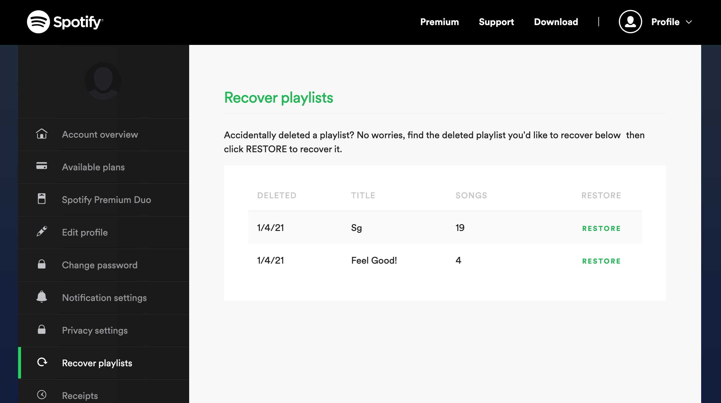 Spotify Recover Email