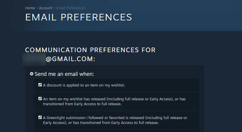 Steam Email Wishlist Alerts