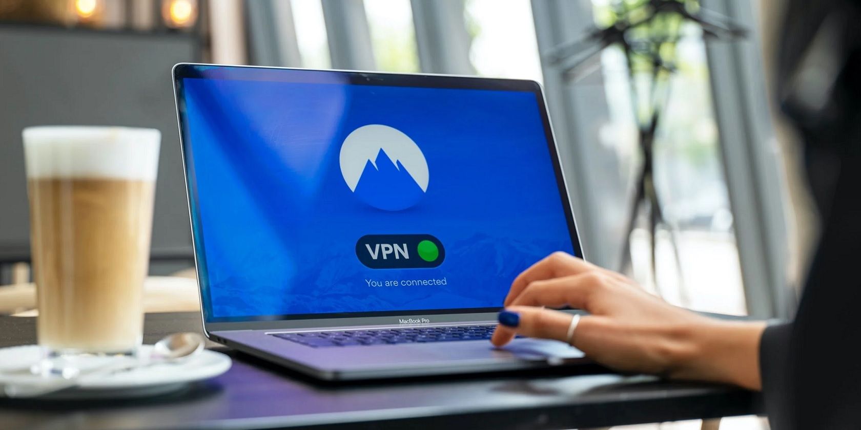 Laptop with VPN on a table