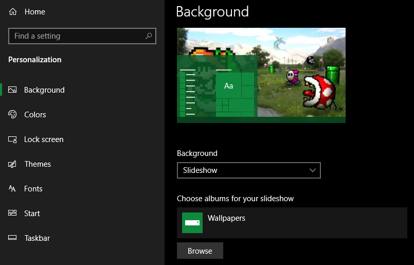 windows 10 background slideshow subfolders