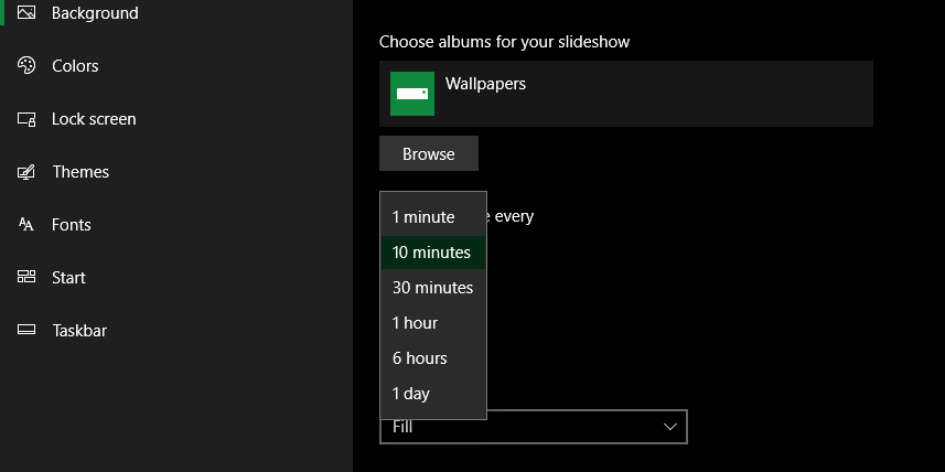 Windows Wallpaper Slideshow Options